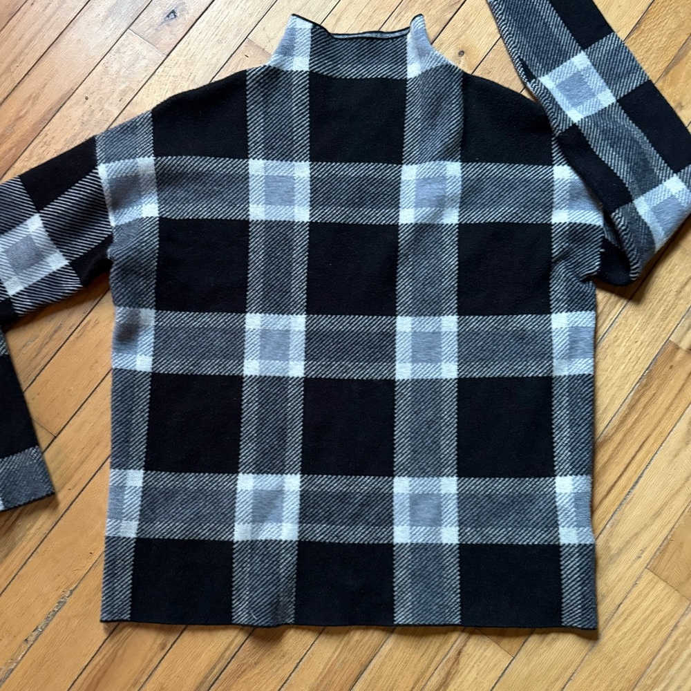 Black and Gray Plaid Turtleneck Sweater